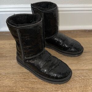 Worn UGG black sequin classic short boots
